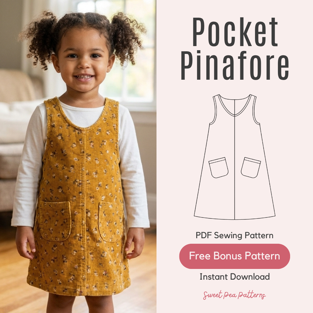 Girls Pinafore Sewing Pattern, Raven Patch Pocket Dress