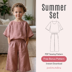 Girls Summer Outfit Pattern, Blouse And Wide Leg Pants