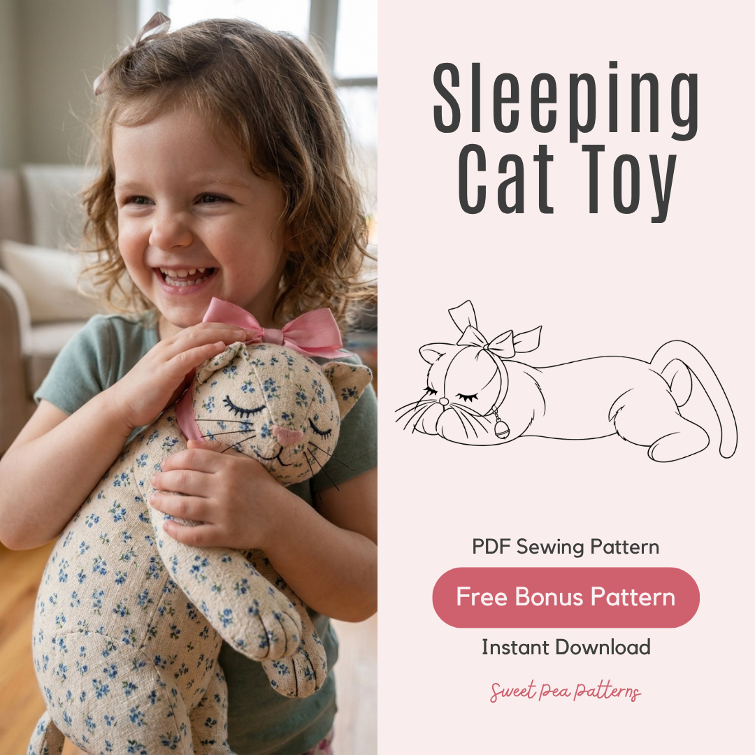 Cat Sewing Pattern, Stuffed Animal And Pajama Bag