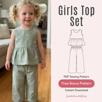Girls Outfit Sewing Pattern, Summer Top And Pants Set