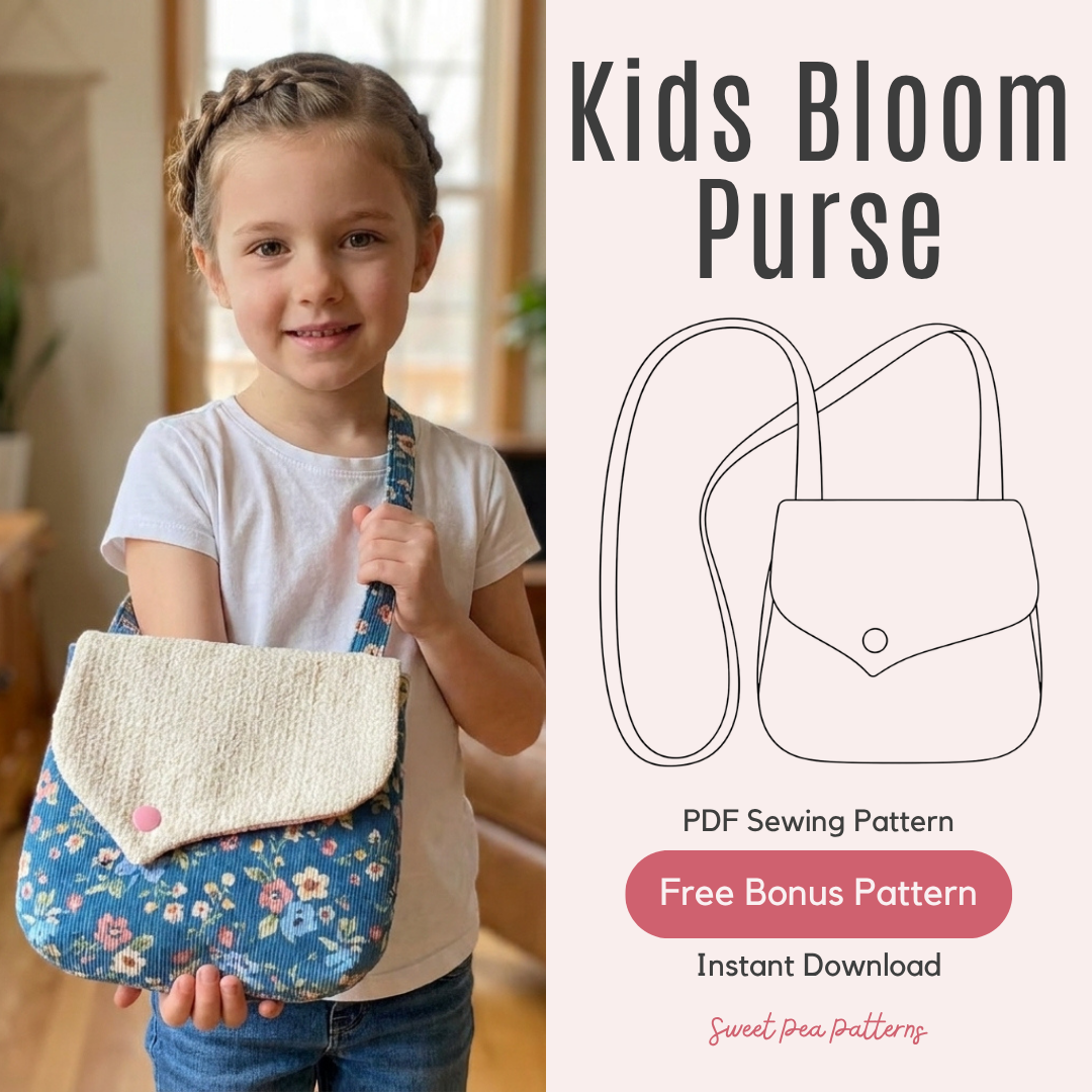 Kids Purse Sewing Pattern, Beginner Bloom Bag With Video