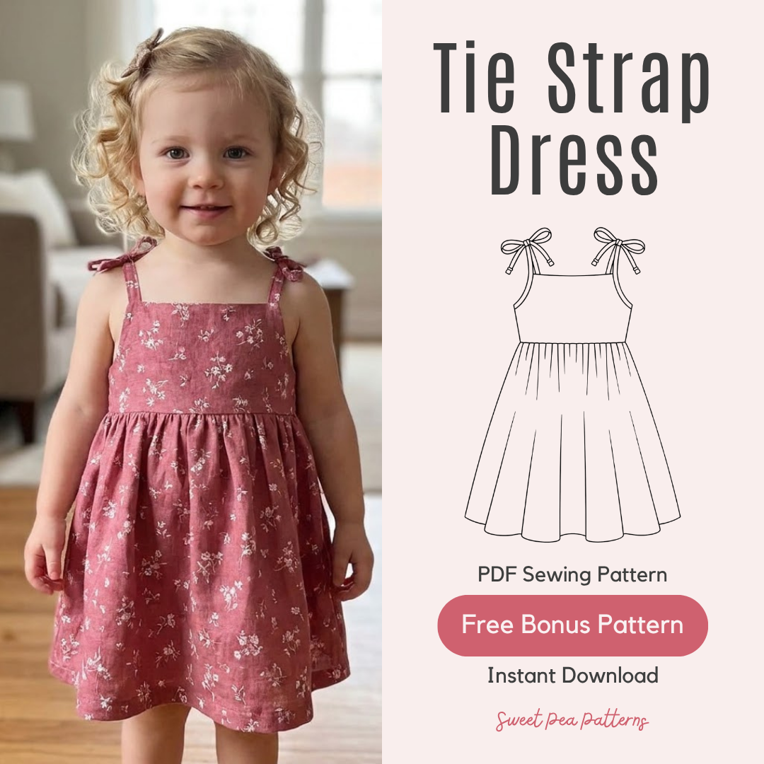 Tie Strap Dress Sewing Pattern, Baby And Girls Sizes 6M-6Y
