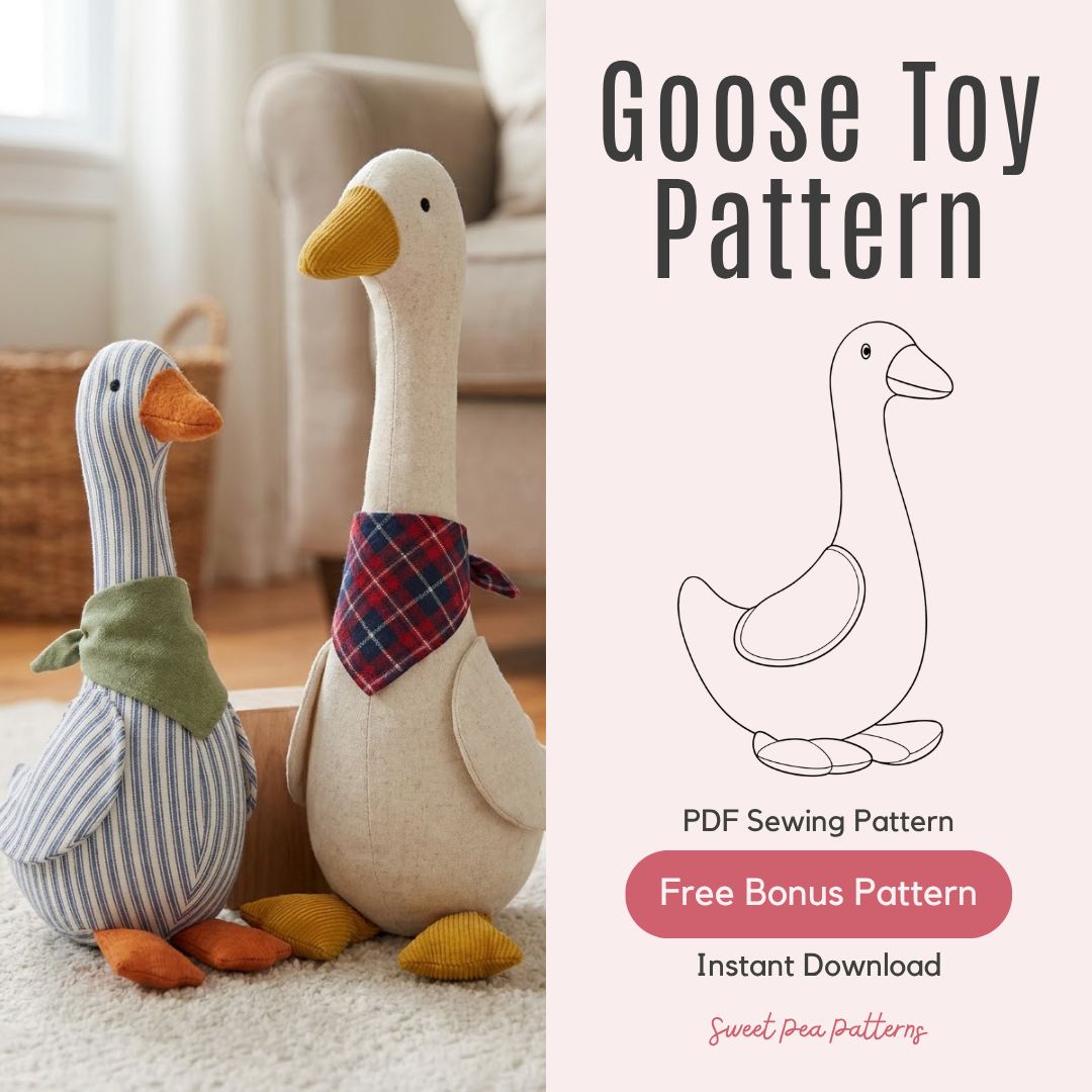 Goose Plush Sewing Pattern, Beginner Stuffed Animal Tutorial