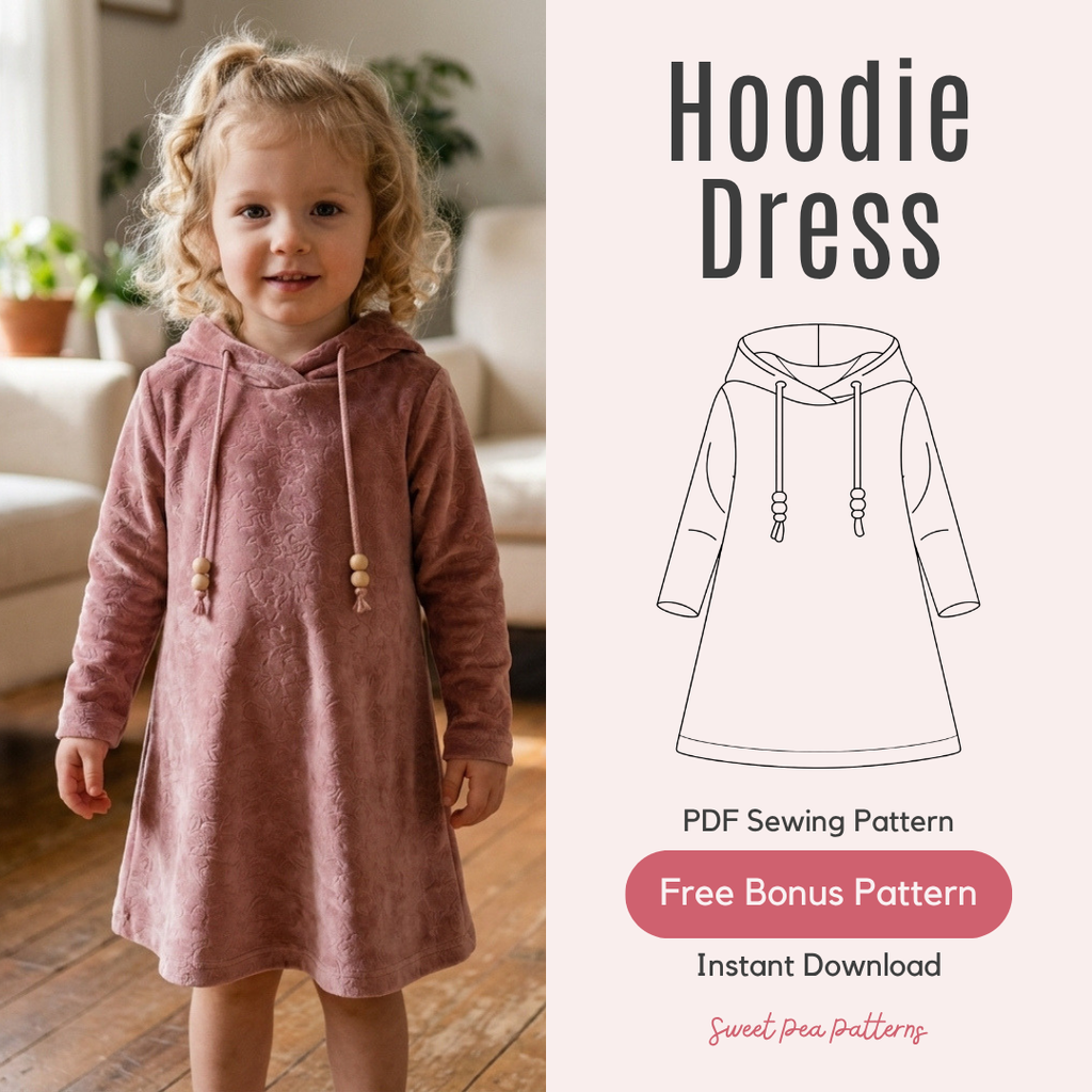 Girls A-Line Dress Pattern, Beginner Jersey Dress Sewing Pattern