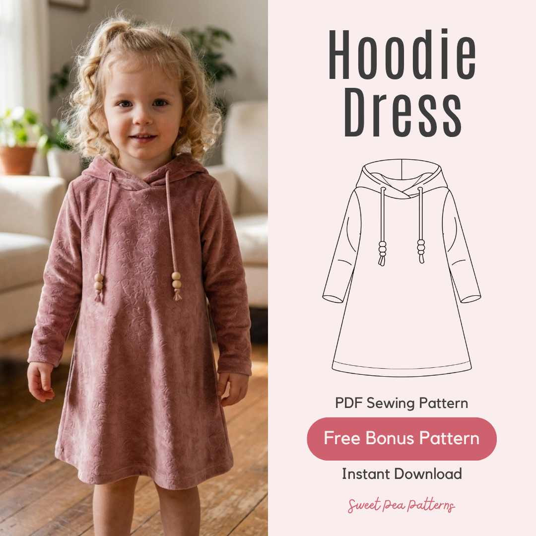 Girls A-Line Dress Pattern, Beginner Jersey Dress Sewing Pattern