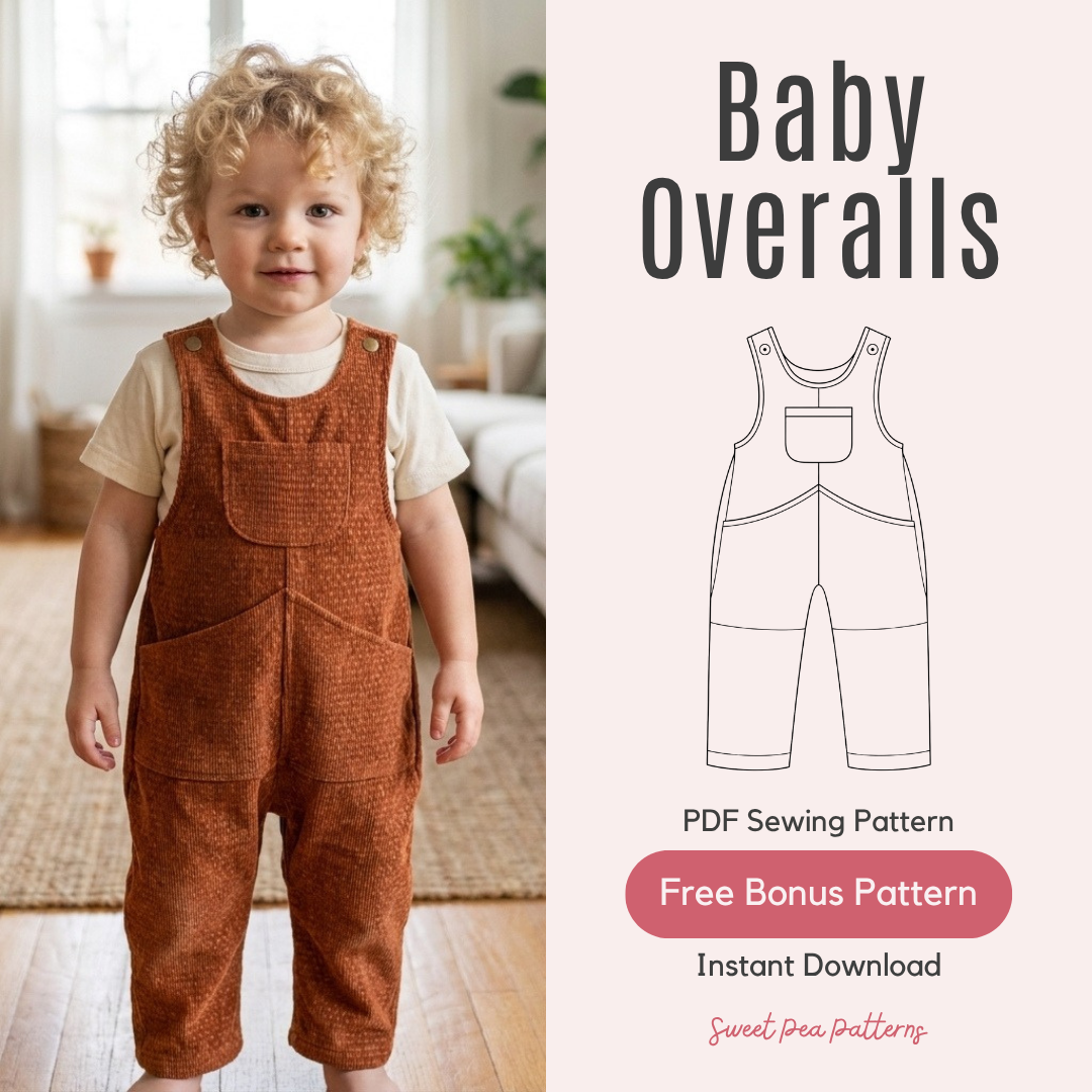 Kids Overalls Sewing Pattern, Beginner Baby And Toddler Pattern