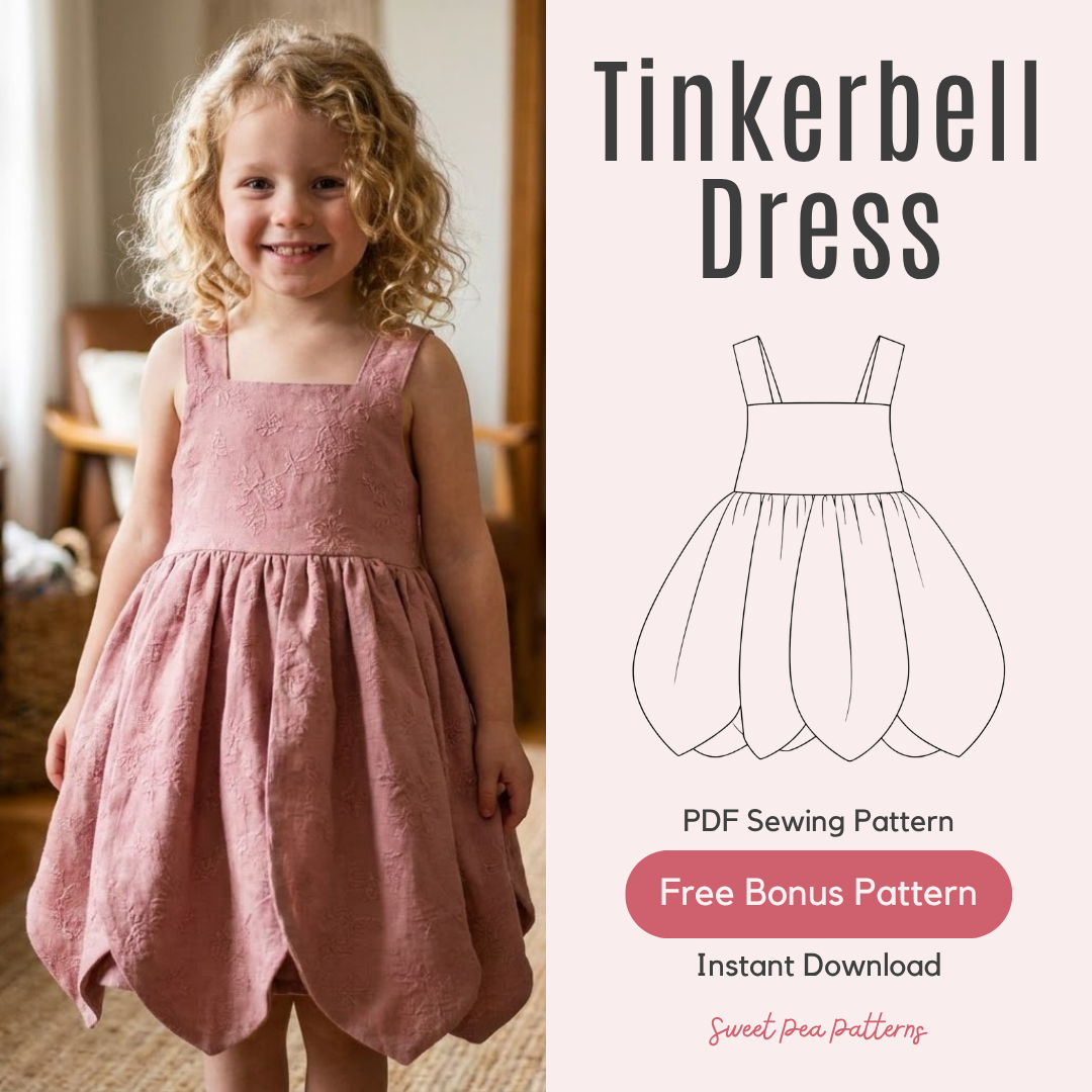 Tinkerbell Dress Sewing Pattern, Girls Costume Sizes 1-10