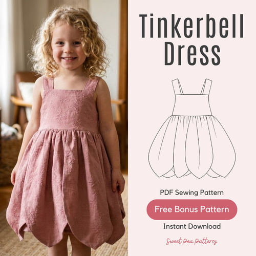 Tinkerbell Dress Sewing Pattern, Girls Costume Sizes 1-10