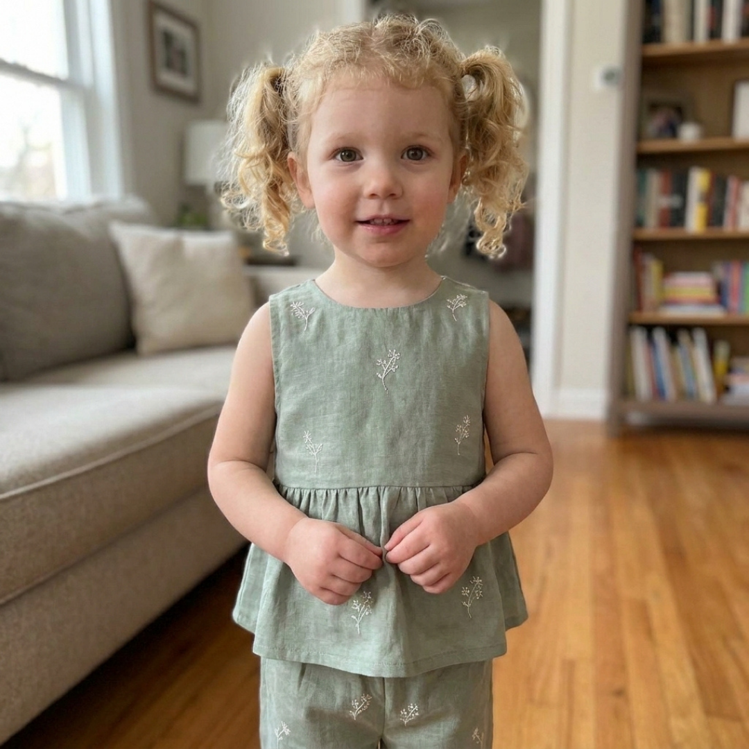 Girls Outfit Sewing Pattern, Summer Top And Pants Set