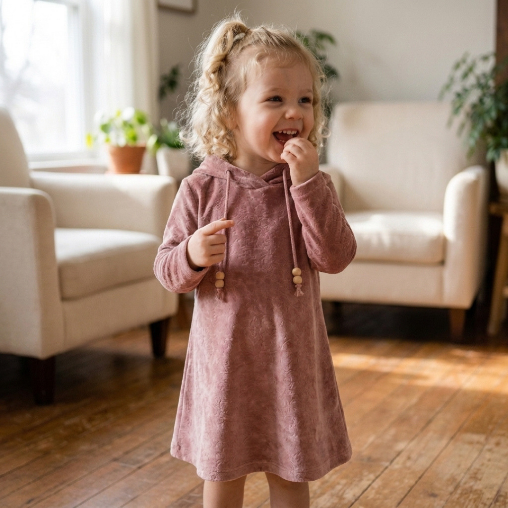 Girls A-Line Dress Pattern, Beginner Jersey Dress Sewing Pattern