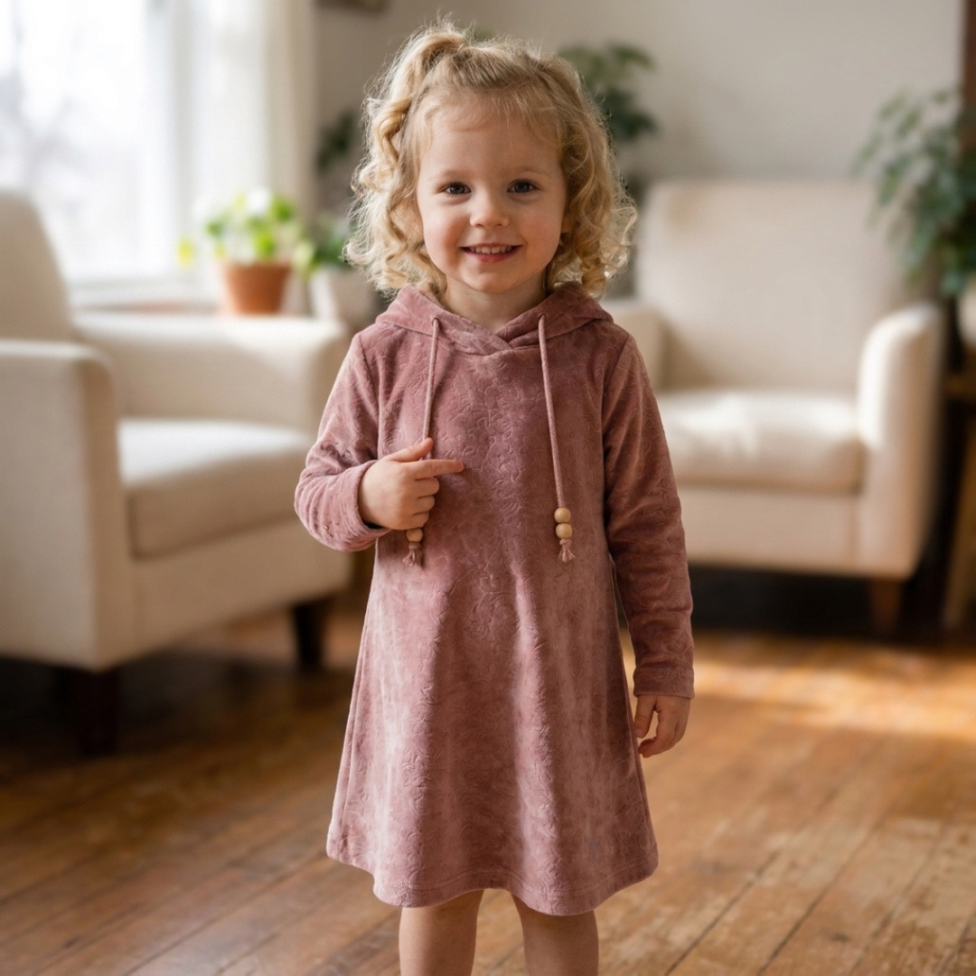 Girls A-Line Dress Pattern, Beginner Jersey Dress Sewing Pattern