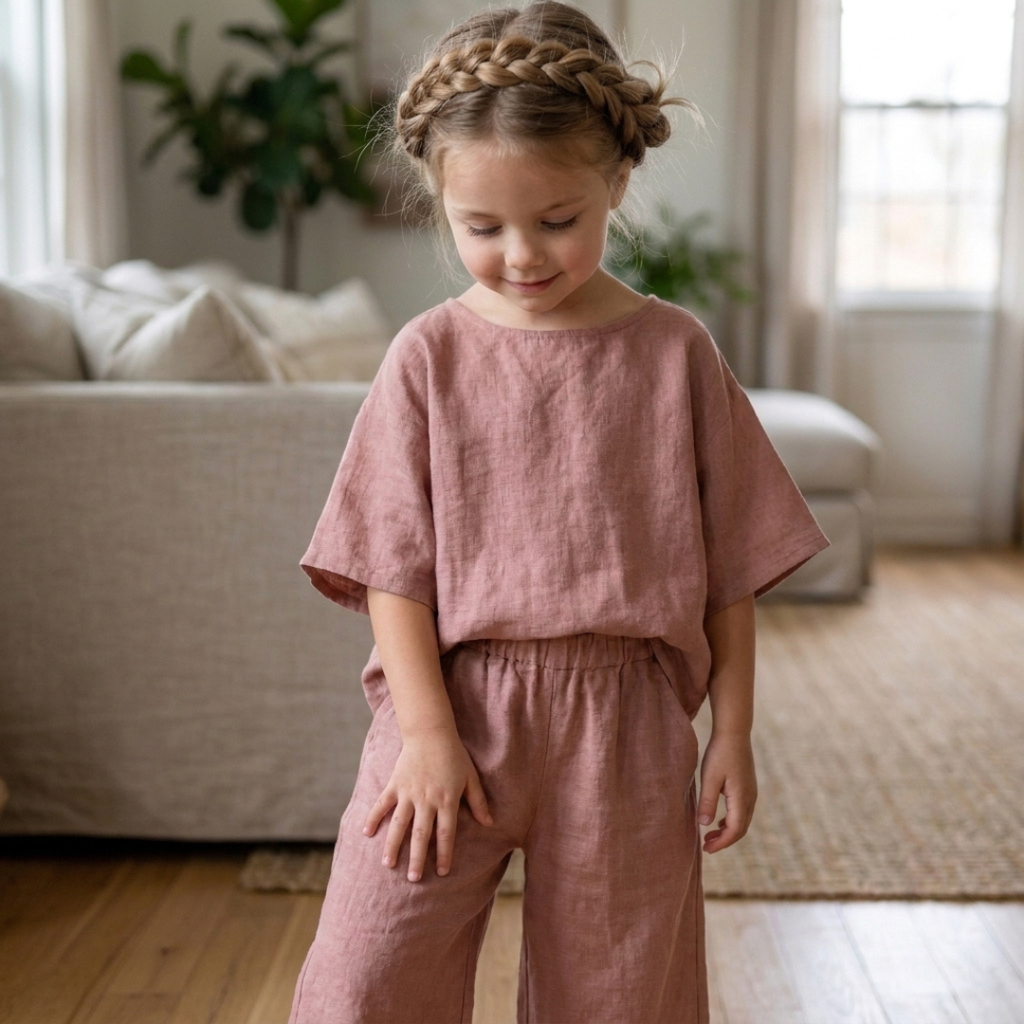 Girls Summer Outfit Pattern, Blouse And Wide Leg Pants